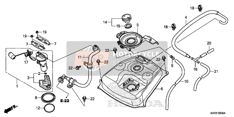 Honda SH125ADS 2014 Benzinetank voor een 2014 Honda SH125ADS